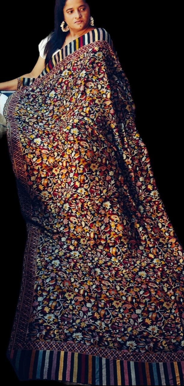 Black 100% Pashmina/Cashmere Hand Woven on Traditional Looms Shawl Scarf Blanket Neck Warmer Lightweight Luxurious Shoulder Warmer Classy