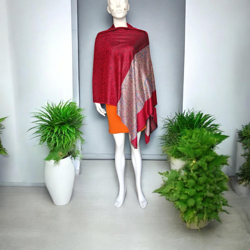 Red Pink Hand Embroidered Cashmere Pashmina Stoll/Shawl Winter Outfit Kashmiri Shawl Kashmiri Stole Soft Touch Lightweight Gift for her