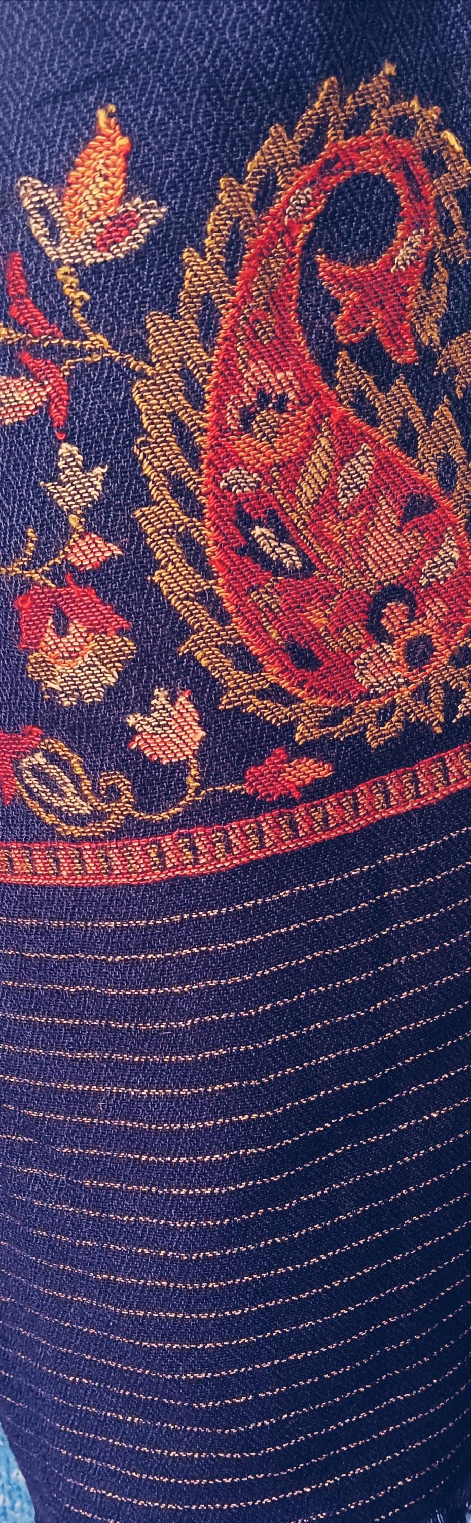 Blue Red Hand Embroidered Cashmere Pashmina Stoll/Shawl Winter Outfit Kashmiri Shawl Kashmiri Stole Soft Touch Lightweight Gift for her