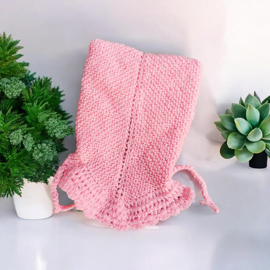 Set of 4 Baby Pink Casual Handmade Woollen Buttoned Sweater, Cap/Beanies, Shoes and Mittens Winter Outfit Comfortable Sweater Soft Sweater