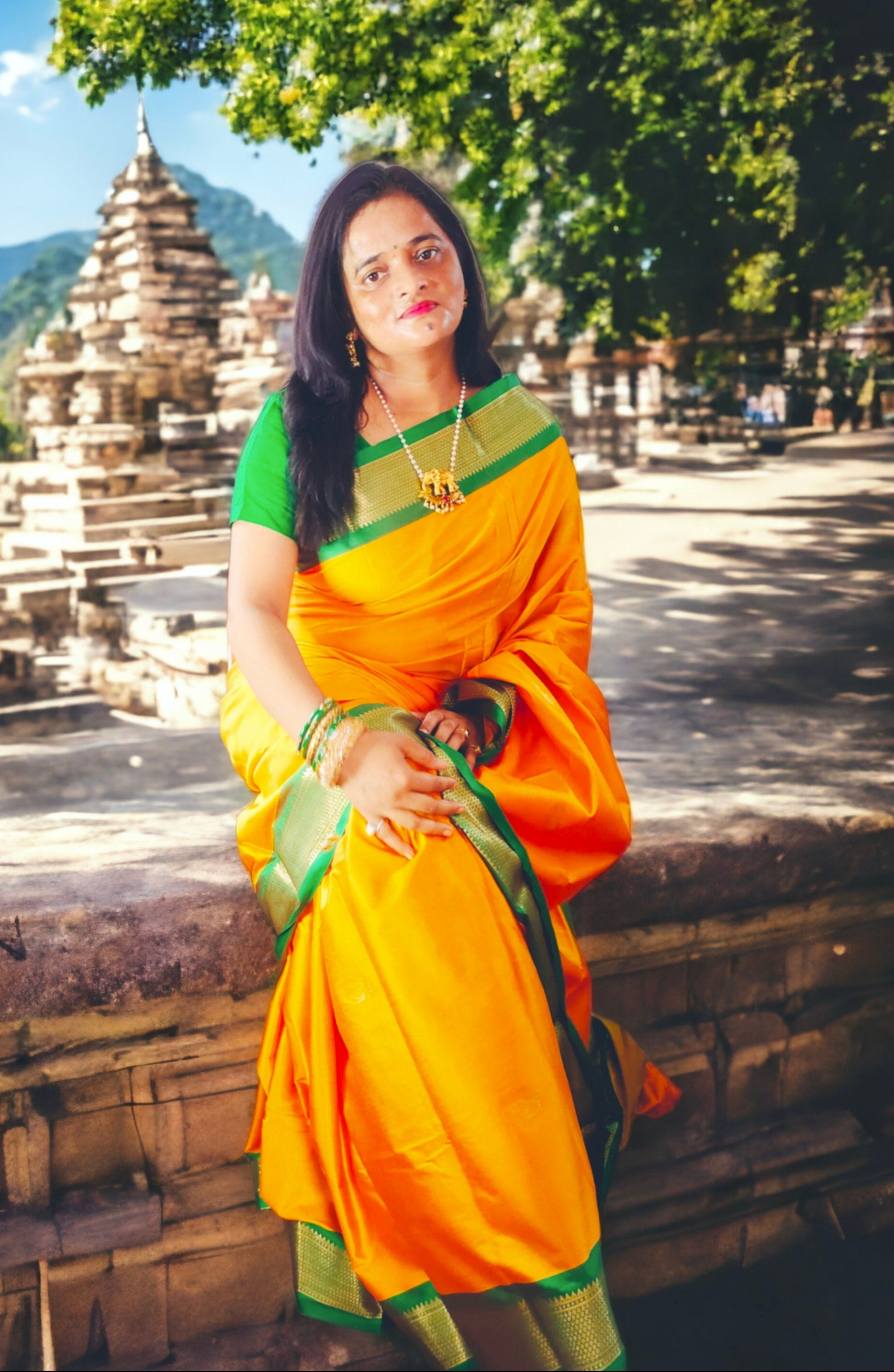 Yellow Green Silk Zari Border Saree With Green Unstitched Blouse Bollywood Wedding Indian Saree For women Girls Diwali Teej Durga Puja