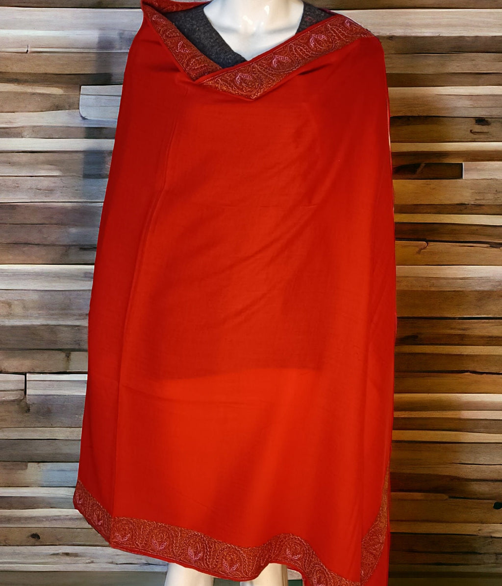Red embroidered 100% Cashmere Pashmina Luxurious Hand woven shawl for women neck warmer showerd Warmer Travel Blanket winter outfit