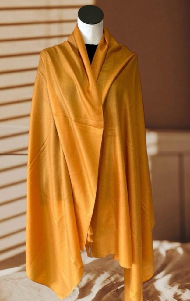 Yellow Pure Cashmere Pashmina Luxurious Hand woven shawl 100% Cashmere Lightweight Luxurious Shawl neck warmer Travel Blanket Plain Shawl