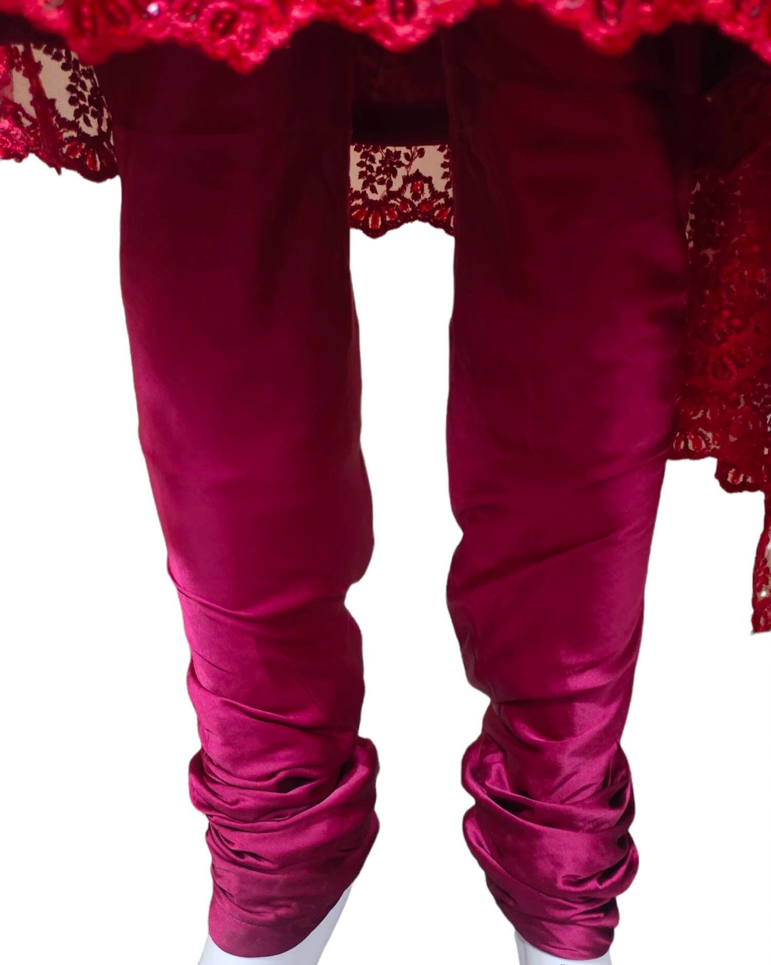 Ready to wear Salwar Kameez for women Red colour kurti Maroon Pajami with dupatta Indian Bollywood Satin Pajami Festive Puja wear