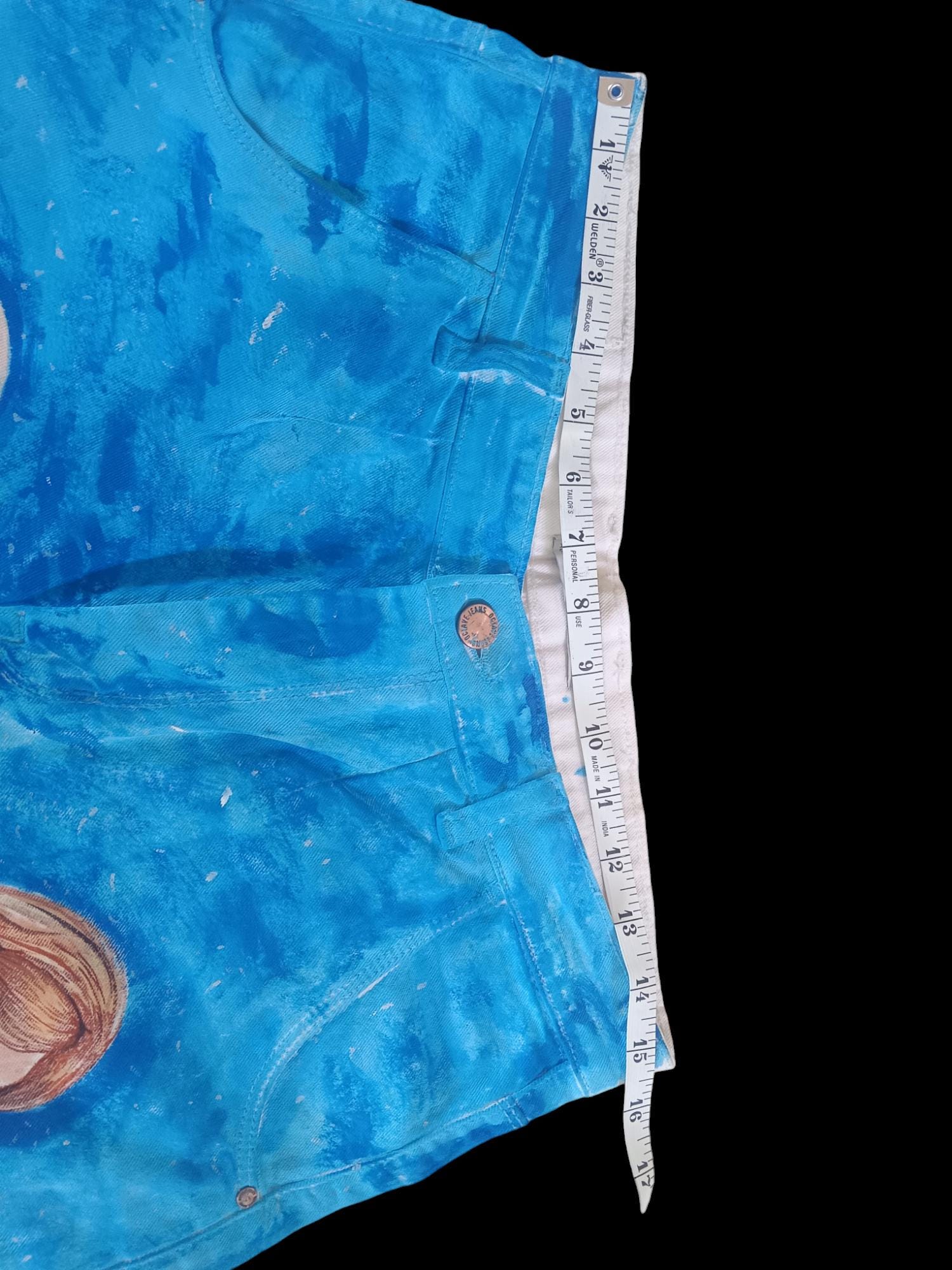 100% Pure White Denim Handpainted Fine Art Princesses Fairy tales Artistic Party wear Halloween Wear Birthday Wear Gift for them