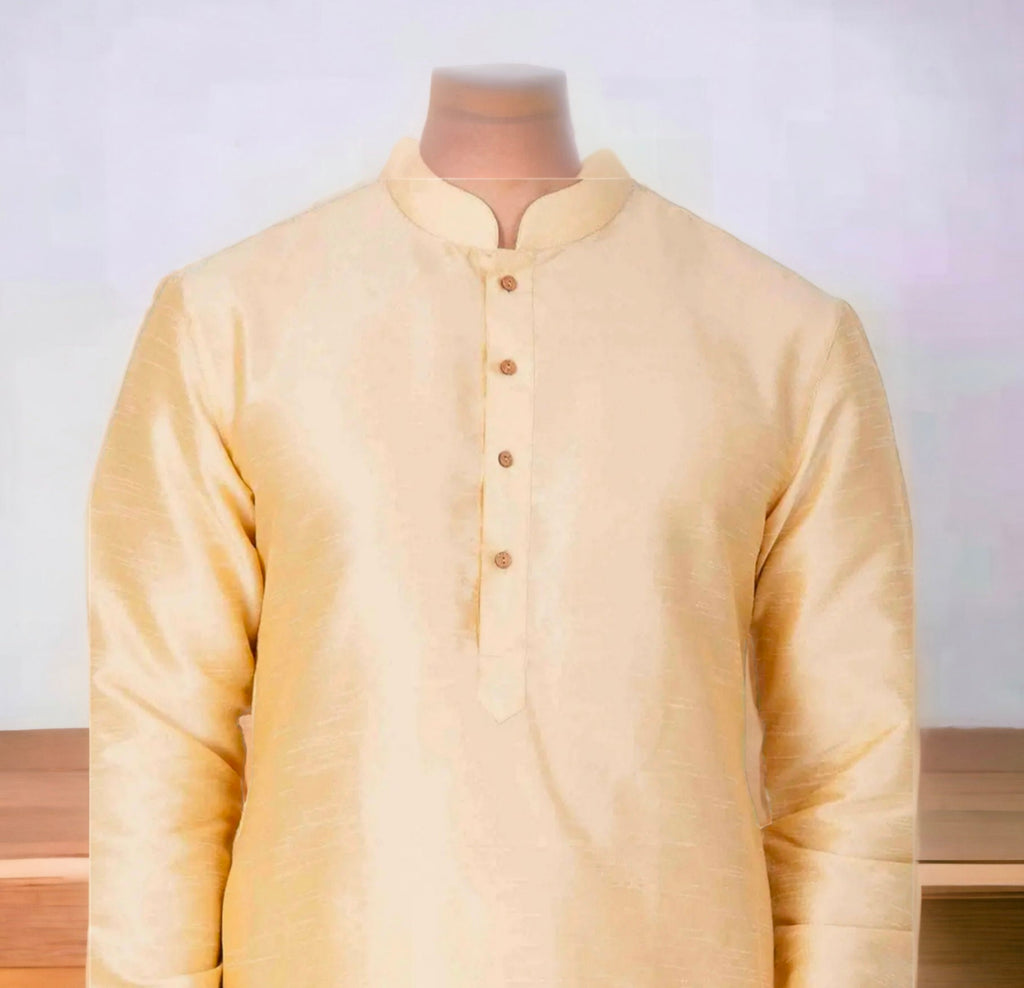 Beige Red Pure Silk Kurta Pajama Set For Men Bollywood Inspired Outfit Traditional Dress Puja Wear Wedding Wear Ethnic Wear Party Wear