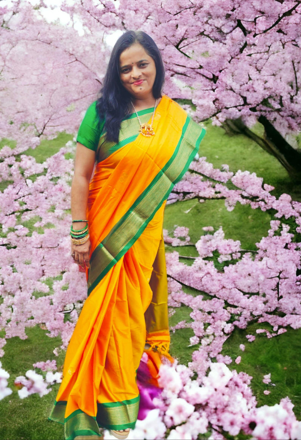 Yellow Green Silk Zari Border Saree With Green Unstitched Blouse Bollywood Wedding Indian Saree For women Girls Diwali Teej Durga Puja