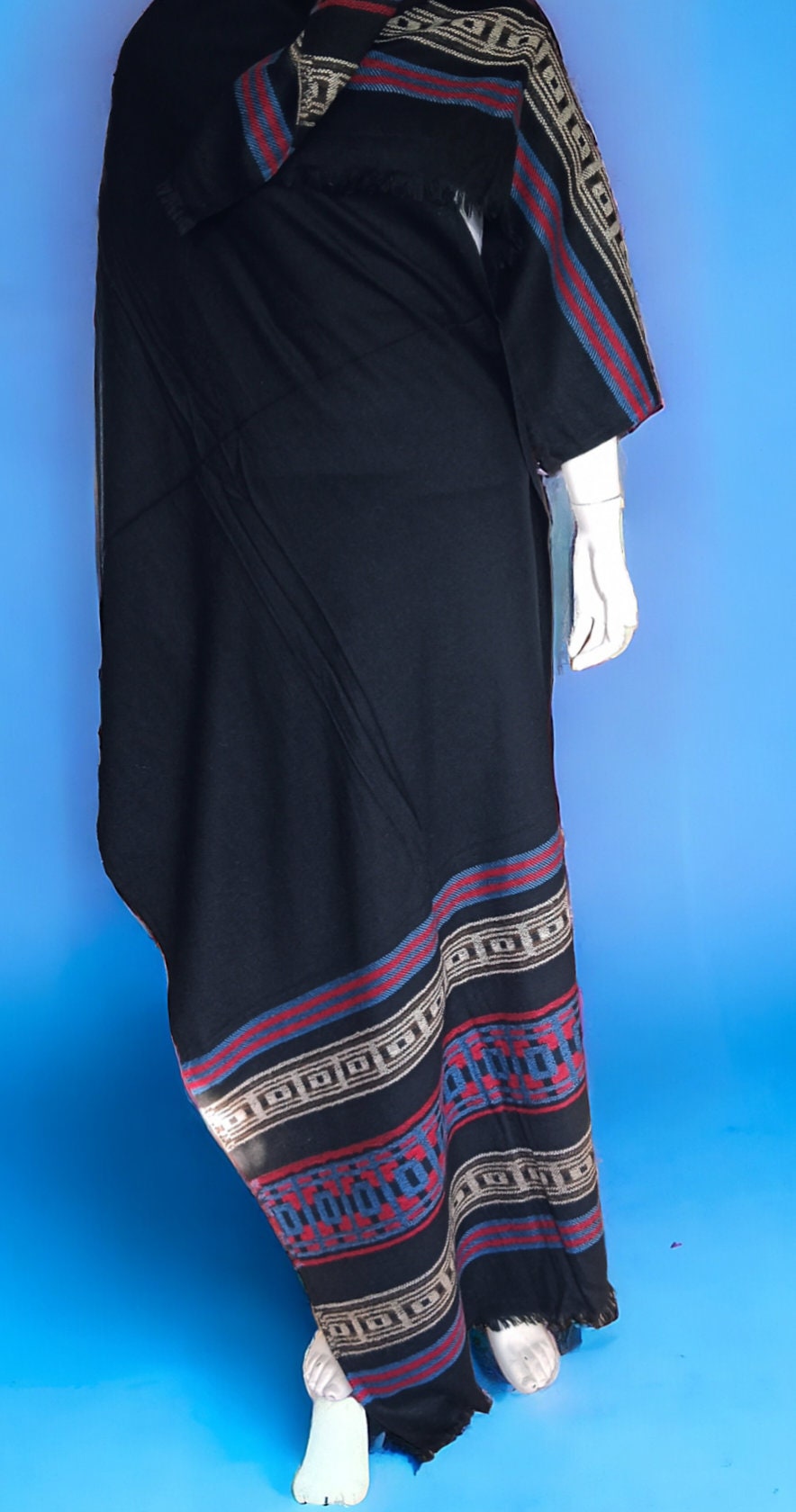 Black Cashmere Pashmina Shawl Hand woven shawl scarf Lightweight Embroidered Soft Touch Neck Warmer Travel Blanket Shoulder Warmer Winter