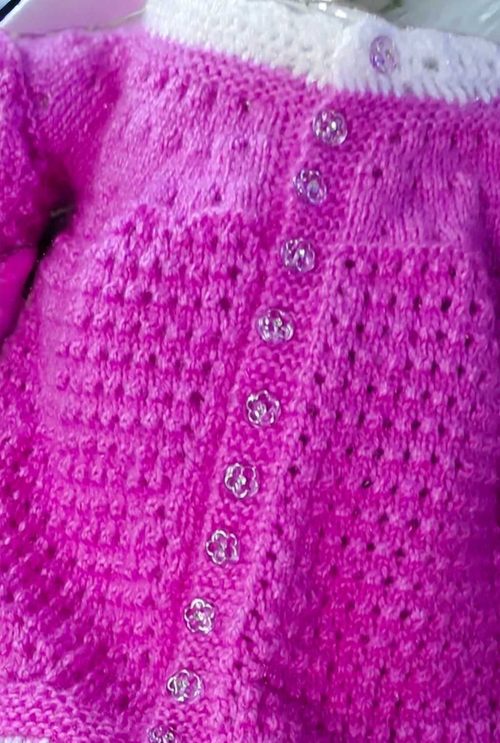 Baby Girls and Baby Boys Lavender White Casual Handmade Woollen Buttoned Sweter, Cap/Beanies And Shoes Winter Outfit Comfortable Sweater