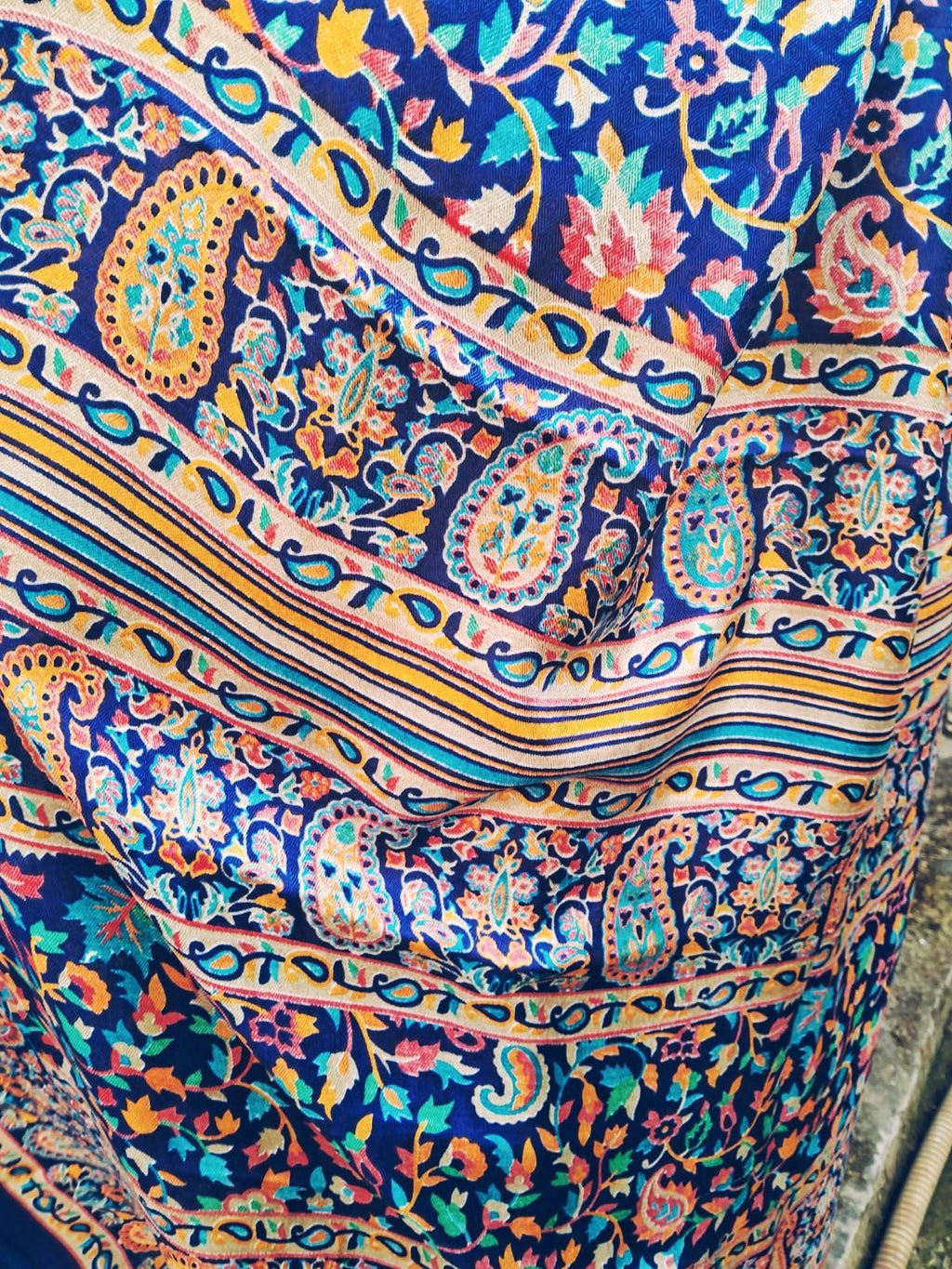 Blue Floral Design Printed Kashmiri Handloom Saree With Unstitched Blue Kashmiri Blouse Colourful Pattern Floral Pattern Gift for Her