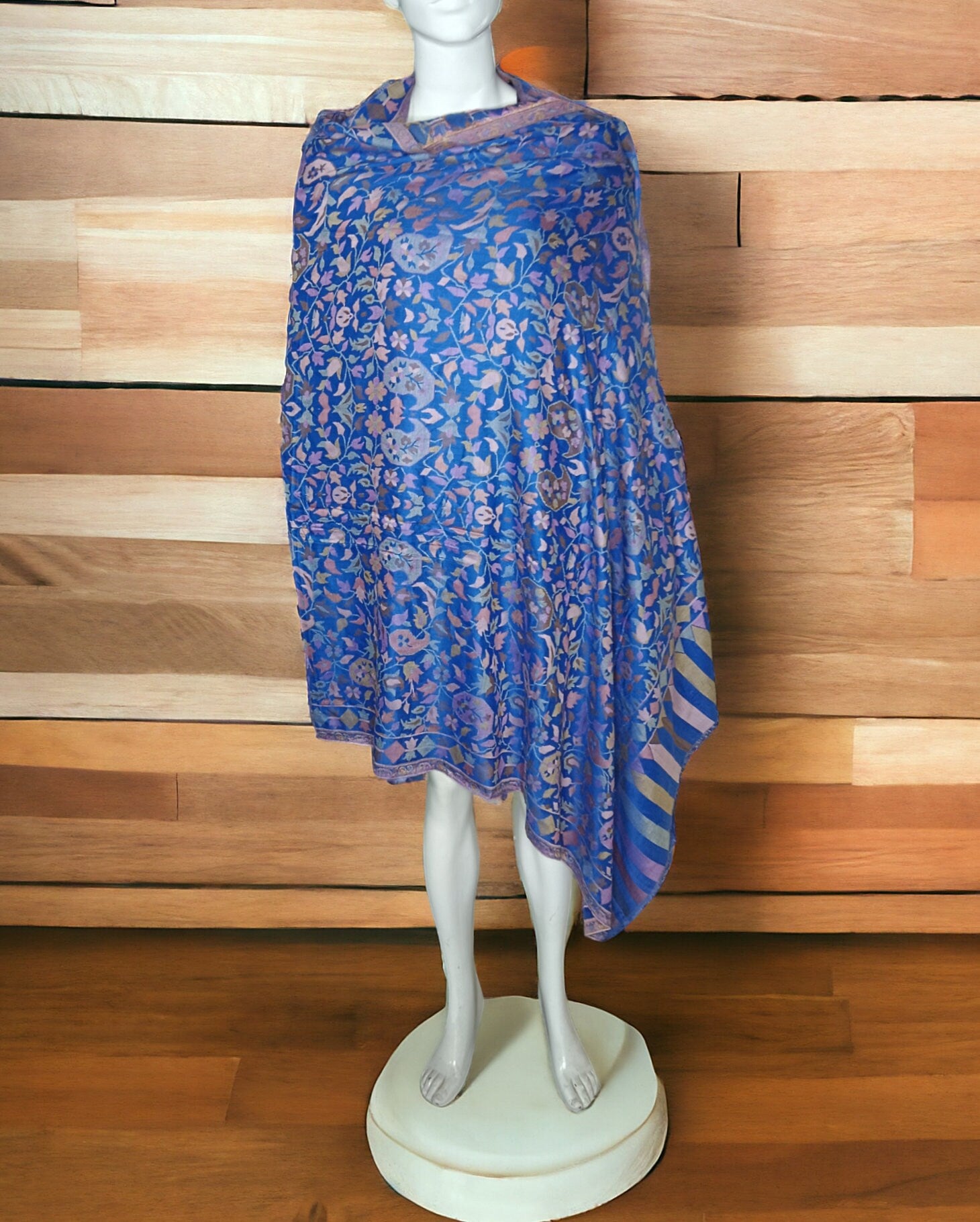 Blue Kani Weave 100% Pashmina Cashmere  Luxurious Shawl/Scarf Travel Blanket Vintage Shawl Winter Pashmina outfit neck warmer Glamorous