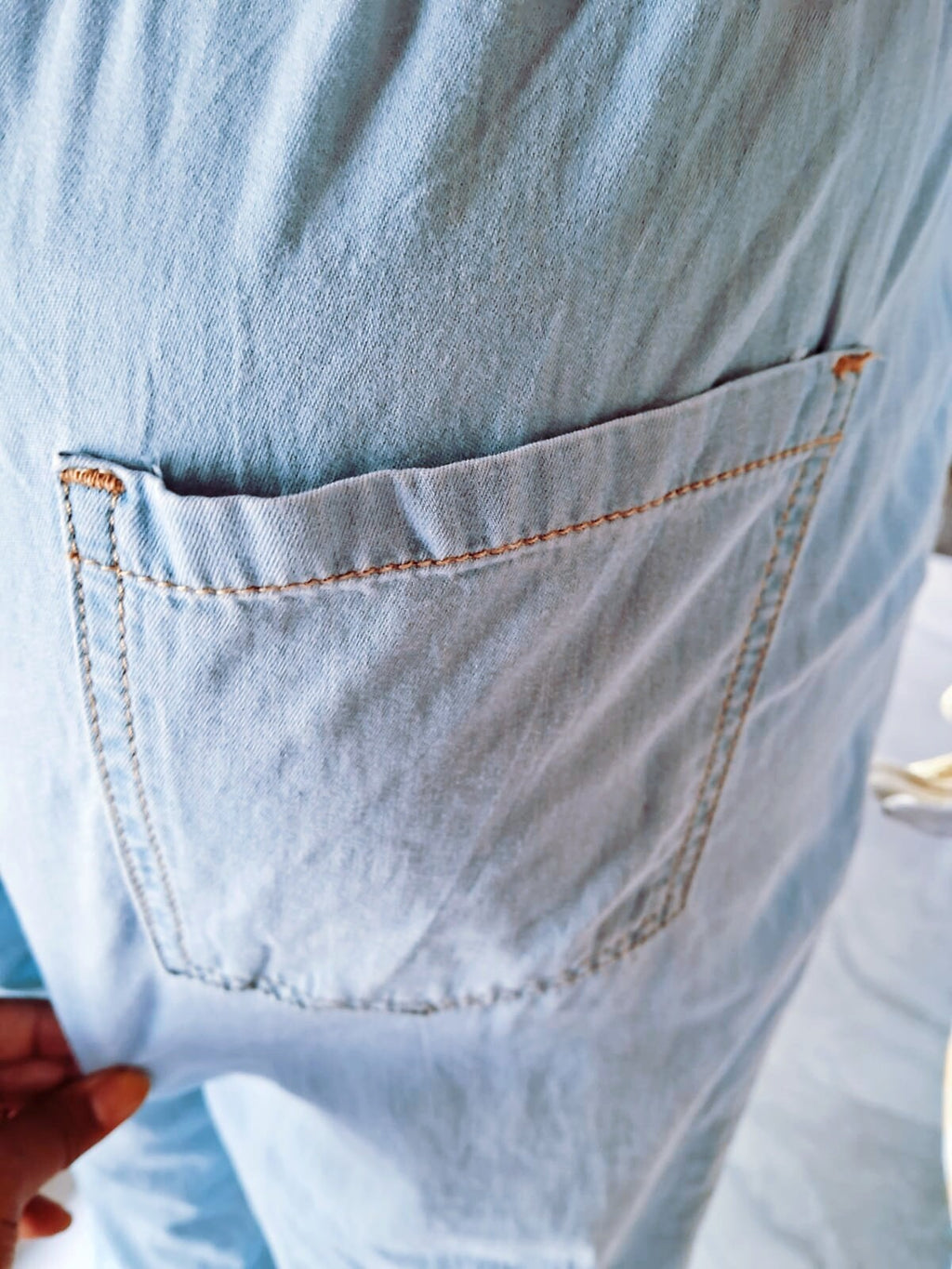 100 % Cotton Floral Handmade Modest Light Blue Jeans Jogger Comfy Bottom Embroidered Red Floral Pant Flower Design Colourful Elastic Stretch