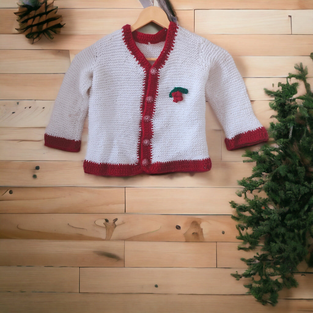 100 % Wool Handmade Red White Buttoned Sweater Beanie / Cap Socks For Boys And Girls Christmas Inspired Winter Outfit Comfortable Sweater