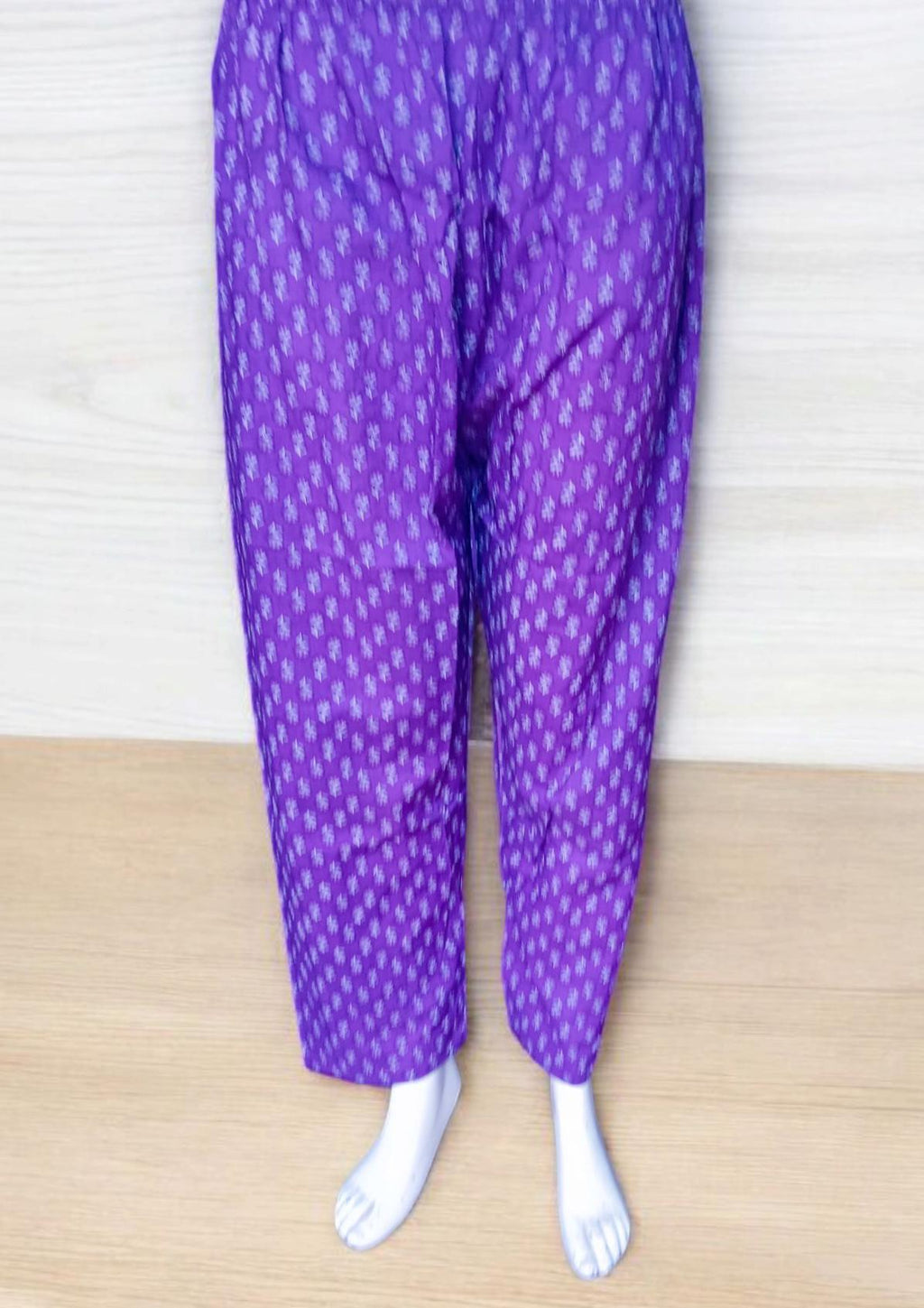 Set of 3 Pure Cotton Purple/Violet White Kurta Pant and Dupatta Floral Print Lace Work Indian Traditional Ethnic Casual Wear Easy to Breath