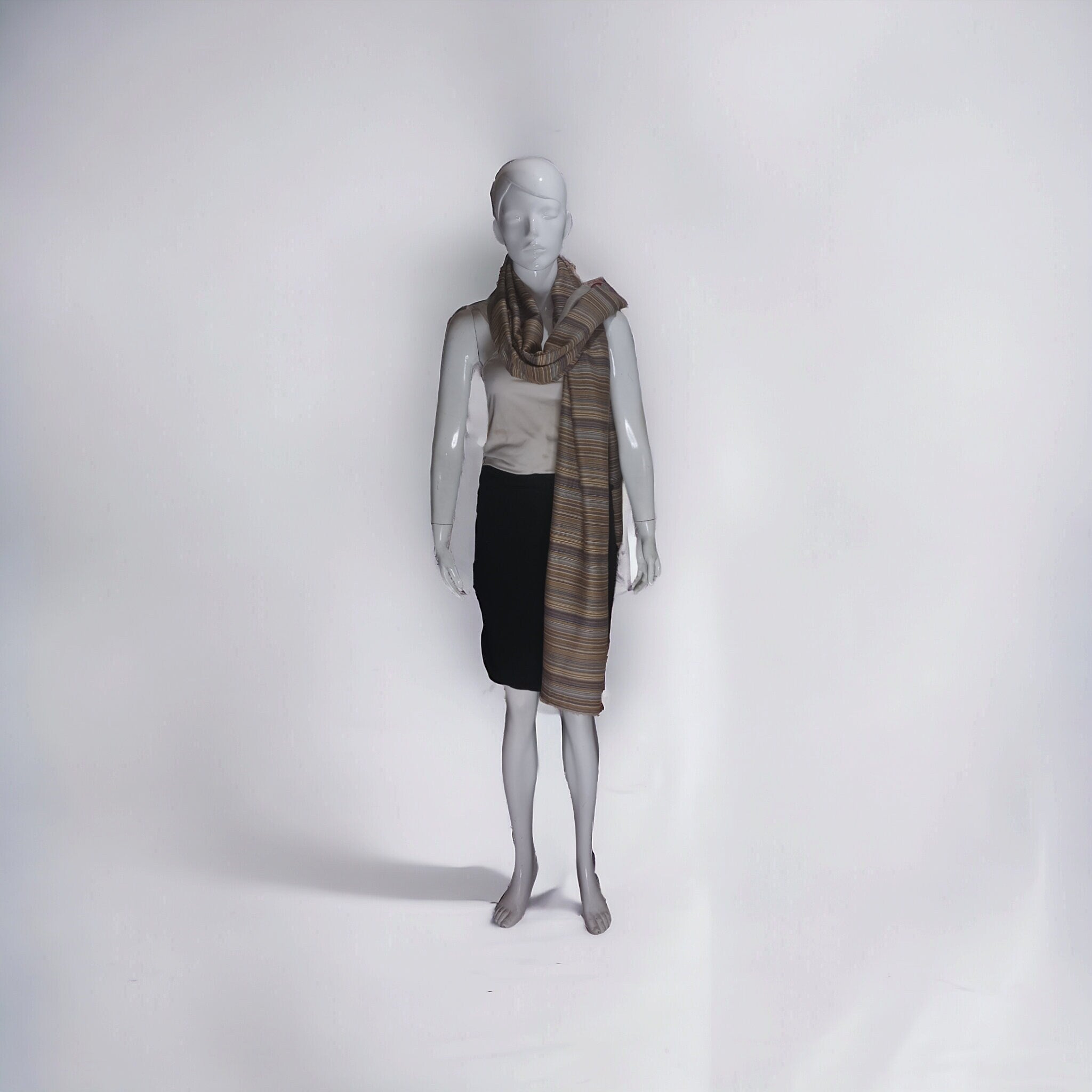 Brown Grey 100 % Cashmere Pashmina Luxurious Reversible Hand woven unisex Shawl Scarf Travel Blanket Vintage Winter Outfit Lightweight Soft