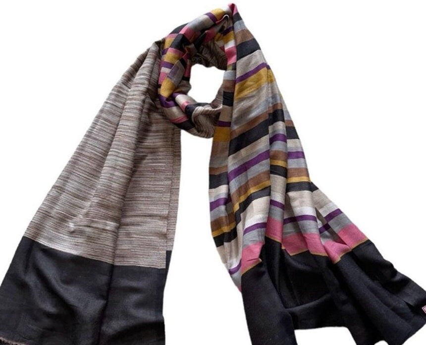 Multicolour Unisex 100% Cashmere Pashmina Shawl/Scraf/Travel Blanket Luxurious Hand Woven Kashmiri Winter Outfit Lightweight Soft Touch