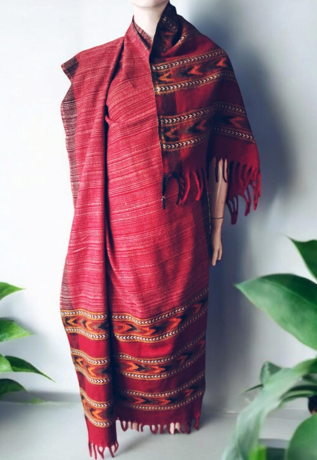 Red Woollen Shawl/Scarf/Neckwarmer Himachal Pradesh Special Kullu Special Soft Lightweight Warm Perfect for Winter Season Snowfall Special