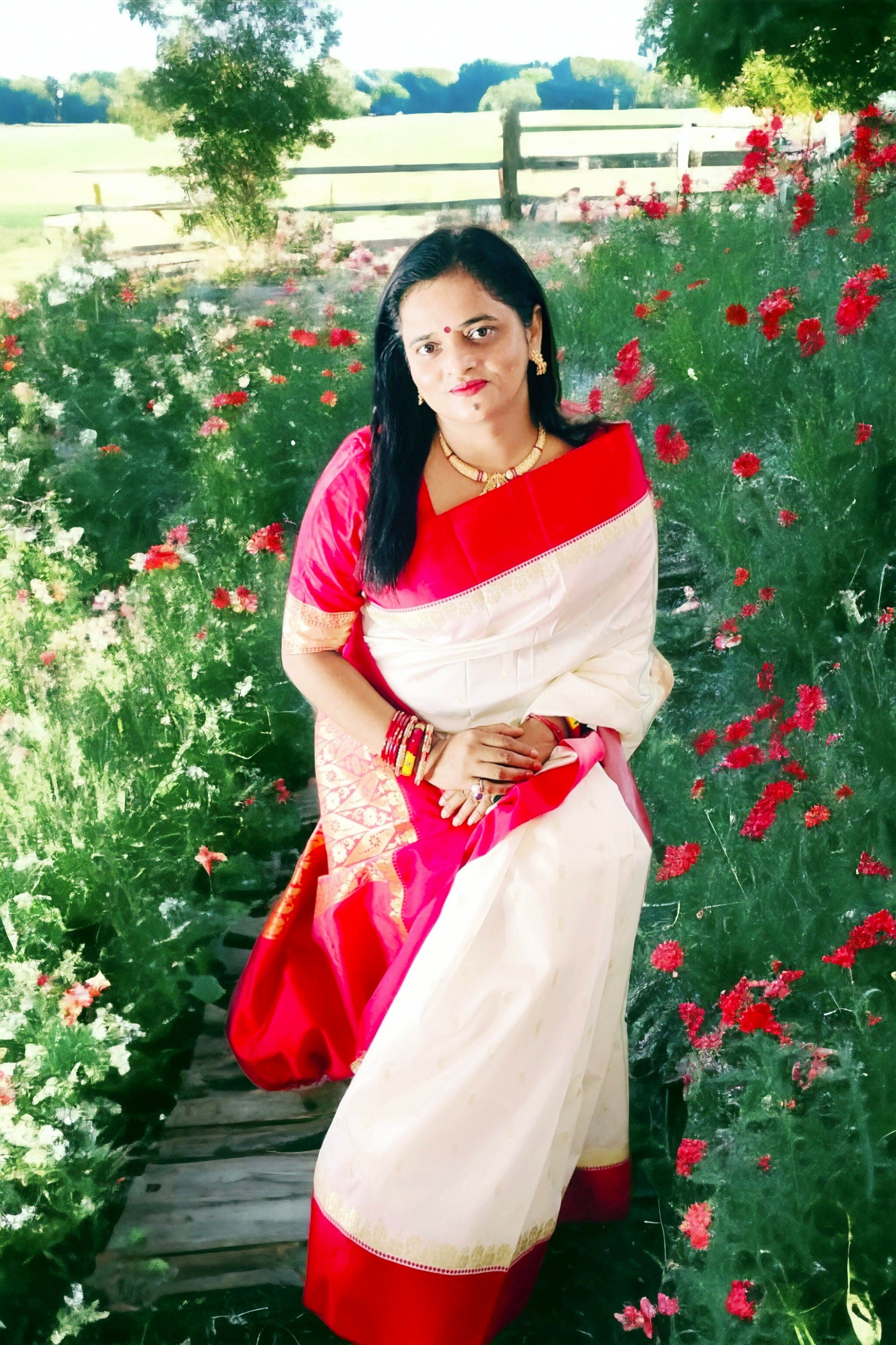 Off White Red Kanjeevaram Silk Saree Unstitched Red Silk Blouse Bollywood Daily Wear Party Wear Bengali Bohemian Vintage Sleek Relaxed Glam
