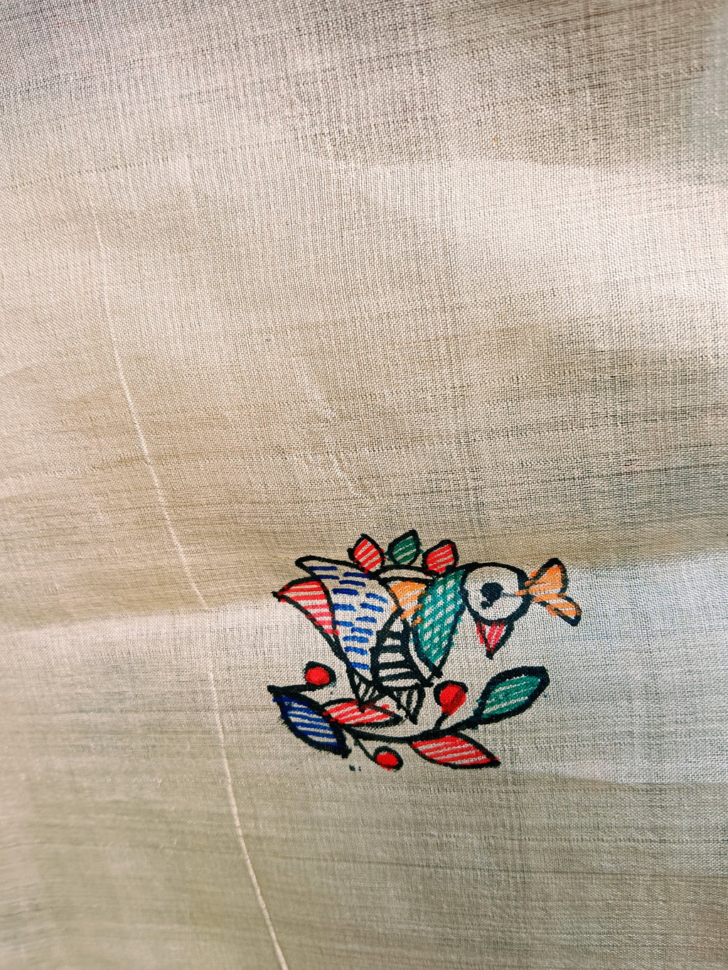 Pure Silk Hand-painted Multicolored Madhubani Painting Saree Featuring Iconic Shree Ram Sita Swayamvar Marriage Peacock Design Wedding Party