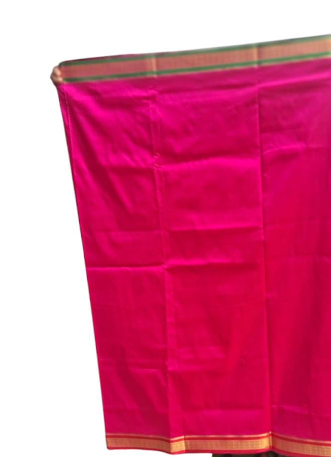 Pink Silk Red Green Golden Zari Border Dhoti Towel Set For Men 3.5 metres length of dhoti 2 meters length of towel South Indian Tamil