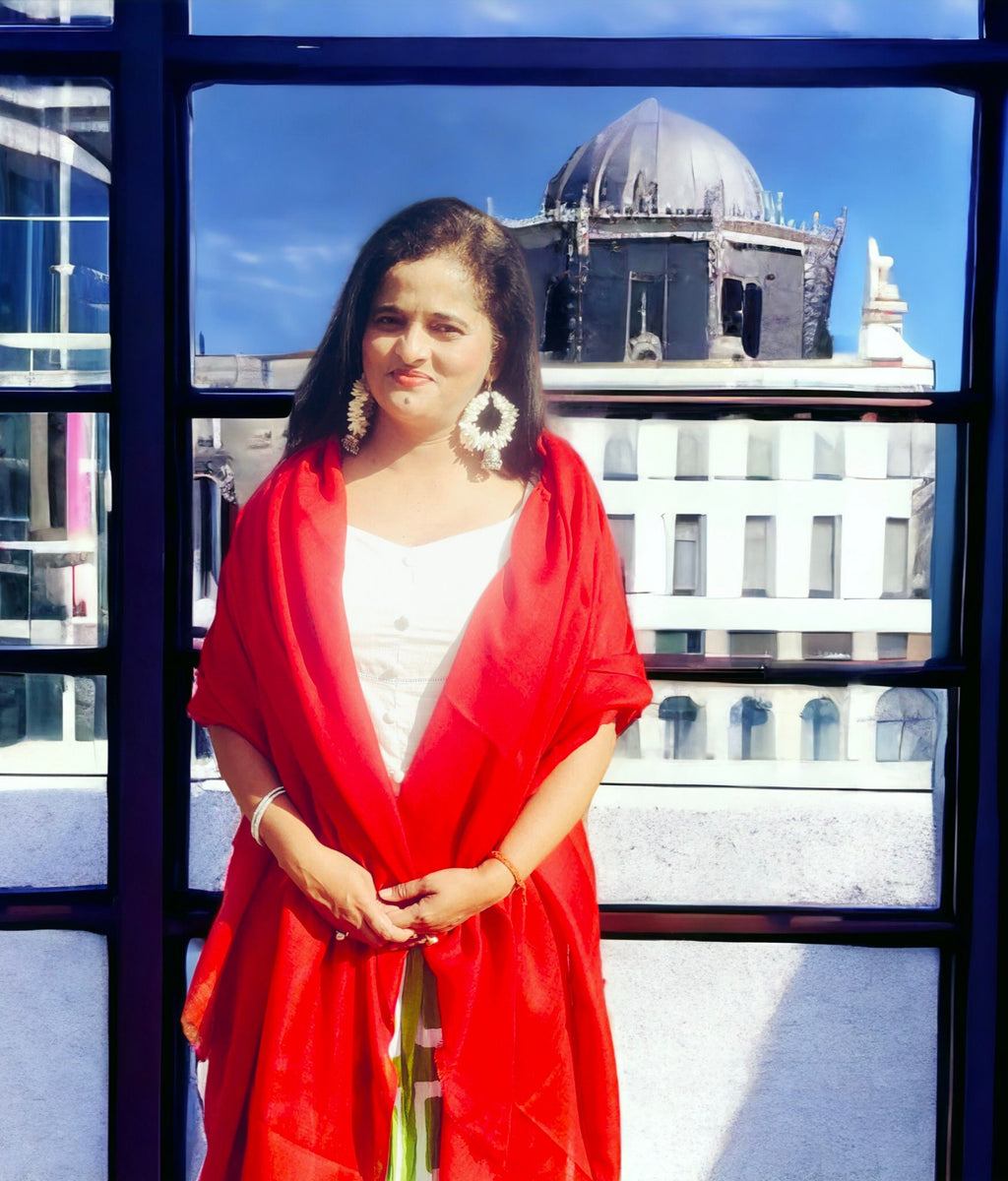 Red Semi Pashmina Woollen Shawl Scarf Cashmere Neck Warmer Travel Blanket Scarf Packable Lightweight Gift for Her Shoulder Warmer