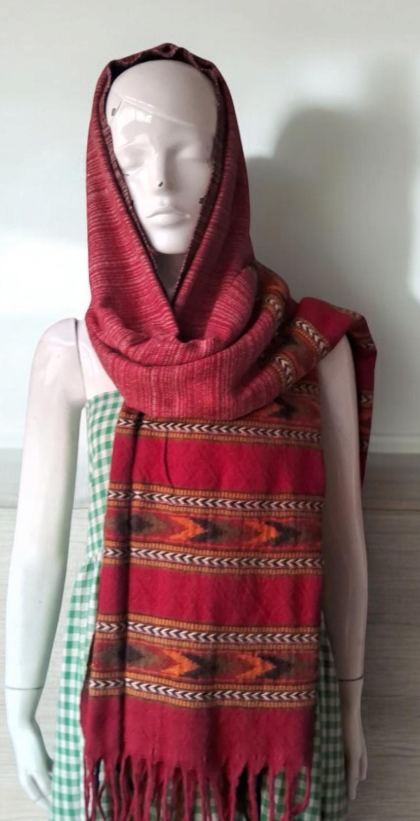 Red Woollen Shawl/Scarf/Neckwarmer Himachal Pradesh Special Kullu Special Soft Lightweight Warm Perfect for Winter Season Snowfall Special